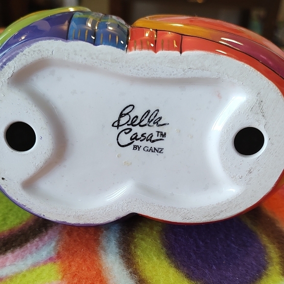 Laurel Burch Vintage Colorful Cat Ceramic Art in Purple Orange Green Circa 1990s - Picture 6 of 8